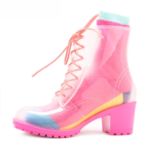 hot sale fashion short martin style women transparent rain boot