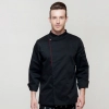 fashion right opening unisex chef pullover coat for restaurant kitchen Color long sleeve black