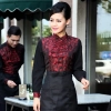 high quality stain jacquard floral pattern water uniform waitress workwear