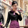 Peter Pan collar men & women shirt,Professional waiter uniform Color waitress black shirt + purple apron