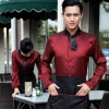 Peter Pan collar men & women shirt,Professional waiter uniform Color waiter wine shirt + black apron