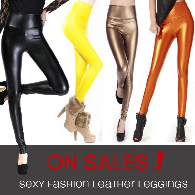 high waist sexy comfortable PU leather pant leggings