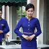 golden hem high quality wineshop hotel uniform workwear Color women sapphire (skirt + blazer)