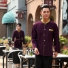 golden hem high quality wineshop hotel uniform workwear Color men purple blazer