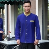 golden hem high quality wineshop hotel uniform workwear Color men sapphire blazer