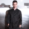 Italy design Pleated front restaurant chef coat jacket Color black chef coat