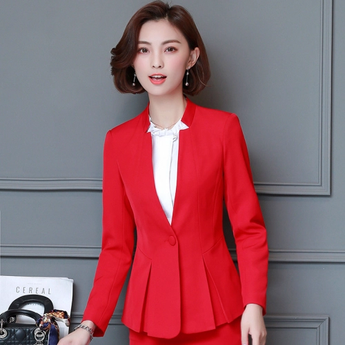 red office style women work skirt suits pant suits