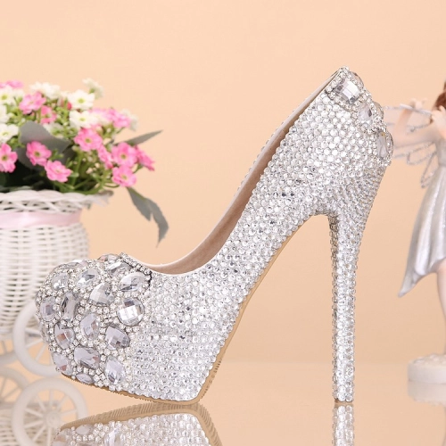 cute fashion great quality women's crystal shoes,princess high heels