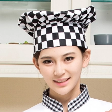 high quality black and white square print chef hat