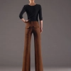 new woolen warm winter women's wide leg trousers flare pant