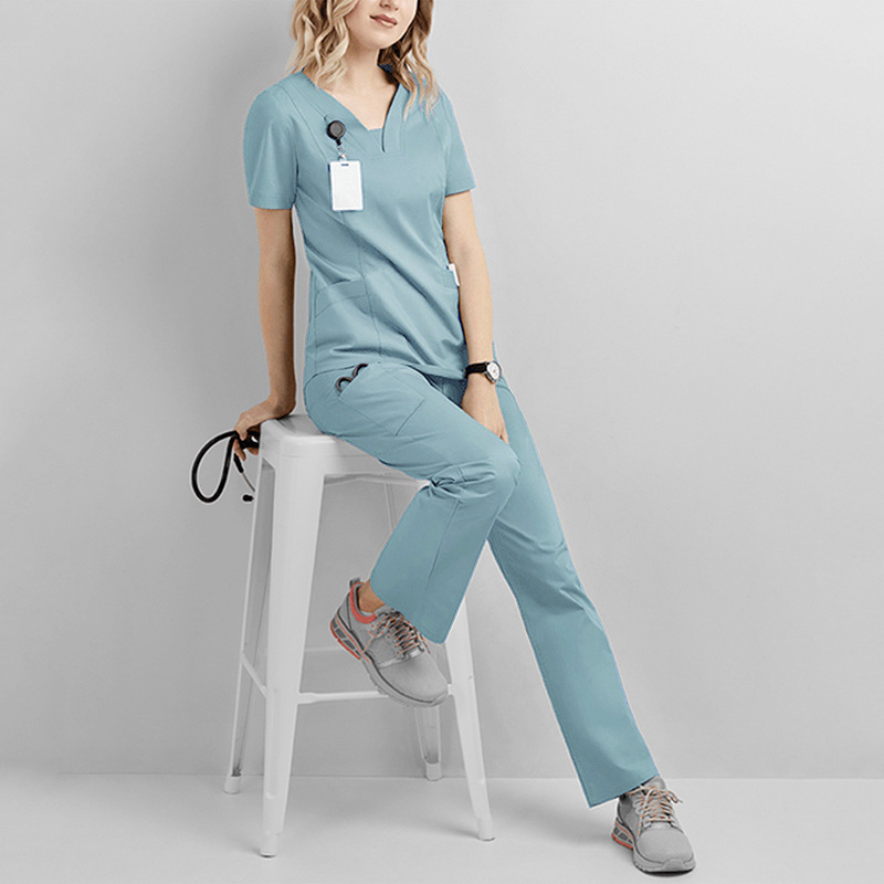 Europe America 2023 fashion summer thin fabric women nurse hospital work dentist helper work suits scrubs
