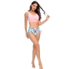 floral print wrap chest women swimwear two-piece design