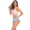 floral print wrap chest women swimwear two-piece design