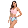 floral print wrap chest women swimwear two-piece design