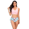 floral print wrap chest women swimwear two-piece design