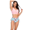 floral print wrap chest women swimwear two-piece design