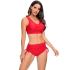 high quality wrap chest solid red bikini women swimwear two-piece swimsuit Color color 5