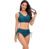 solid blackish green color wrap bra top bikini young girl swimwear two-piece swimsuit