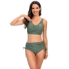 solid blackish green color wrap bra top bikini young girl swimwear two-piece swimsuit