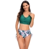 solid blackish green color wrap bra top bikini young girl swimwear two-piece swimsuit