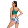 floral print wrap chest green top women swimwear two-piece swimsuit