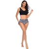 leopard shorts wrap chest black top women swimwear two-piece swimsuit