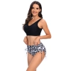 leopard shorts wrap chest black top women swimwear two-piece swimsuit