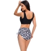 leopard shorts wrap chest black top women swimwear two-piece swimsuit