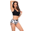 coconut tree shorts wrap chest black top women swimwear two-piece swimsuit