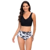 coconut tree shorts wrap chest black top women swimwear two-piece swimsuit