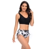 coconut tree shorts wrap chest black top women swimwear two-piece swimsuit