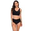 high quality  wrap chest solide black top women swimwear two-piece swimsuit