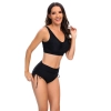 high quality  wrap chest solide black top women swimwear two-piece swimsuit