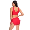 high quality wrap chest solid red bikini women swimwear two-piece swimsuit