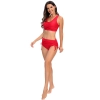 high quality wrap chest solid red bikini women swimwear two-piece swimsuit