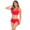 high quality wrap chest solid red bikini women swimwear two-piece swimsuit