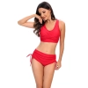 high quality wrap chest solid red bikini women swimwear two-piece swimsuit