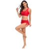 high quality wrap chest solid red bikini women swimwear two-piece swimsuit