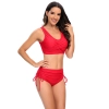 high quality wrap chest solid red bikini women swimwear two-piece swimsuit