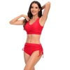 high quality wrap chest solid red bikini women swimwear two-piece swimsuit