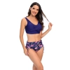 flamingo shorts wrap navy bra top bikini women swimwear two-piece swimsuit