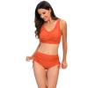 solid orange color wrap bra top bikini women swimwear two-piece swimsuit