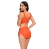 solid orange color wrap bra top bikini women swimwear two-piece swimsuit