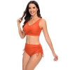 solid orange color wrap bra top bikini women swimwear two-piece swimsuit