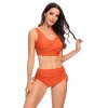 solid orange color wrap bra top bikini women swimwear two-piece swimsuit