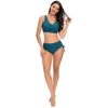 solid blackish green color wrap bra top bikini women swimwear two-piece swimsuit