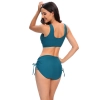 solid blackish green color wrap bra top bikini women swimwear two-piece swimsuit