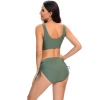 solid blackish green color wrap bra top bikini young girl swimwear two-piece swimsuit