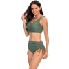 solid blackish green color wrap bra top bikini young girl swimwear two-piece swimsuit