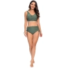 solid blackish green color wrap bra top bikini young girl swimwear two-piece swimsuit